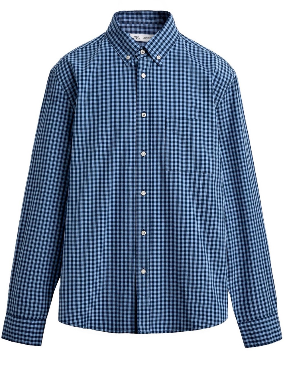 Zara Men’s Blue Regular Fit 100% Cotton Button-Down Shirt Size L